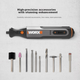 Электроинструмент WORX 8V WX106 Mini с литиевой батареей, предназначенный для резки, шлифовки, полировки, гравировки и сверления. - изображение 9