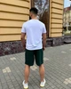 Костюм-двойка мужской из двунитки с вискозой с футболкой с надписью и шортами весенне-летний G&M k-130225 50-52 Размер цвет зеленый - изображение 2