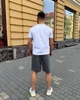 Костюм-двойка мужской из двунитки с вискозой с футболкой с надписью и шортами весенне-летний G&M k-130222 54-56 Размер цвет графит - изображение 2
