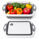 Сложная доска-мышка Chopper Chopping Board 2 в 1 для мытья и нарезки овощей, бело-серая / доска для кухни складная силиконовая дро - изображение 1