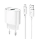 Сітковий зарядний пристрій Hoco C109A біле 18W USB Quick Charge + кабель USB to MicroUSB (C109A) - зображення 1