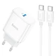 Сетевое зарядное устройство Hoco C104A белое 20W Type-C PD + кабель Type-C to Type-C (C104A) - изображение 1