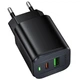 Мережевий зарядний пристрій Borofone BAS83A Star PD20W+QC3.0 (1USB-A/1C) Black - зображення 1