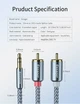 AUX Hi-Fi аудіокабель Essager (2 м) 3.5 мм → 2 RCA (тюльпани), нейлонове обплетення + алюмінієві конектори - зображення 7