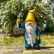 Садовая фигура «Гном-приветственник» в жёлто-голубом с табличкой «Витаю», высота 50 см, полистоун - изображение 1