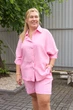 Женский летний костюм из котон рубашка и шорты батал Aksan 26.2957 48(XL) Розовый - изображение 6