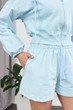 Женский летний молодежный костюм-тройка двунитка шорты кофта топ Aksan 26.2956 40(XS)-42(S) Светло-голубой - изображение 5