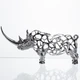 Статуэтка носорог Rhinoceros ажурный 23×6×10 см металлическая серебристая фигурка для дома гостиной полки стола Yiwu - изображение 2