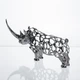 Статуэтка носорог Rhinoceros ажурный 23×6×10 см металлическая серебристая фигурка для дома гостиной полки стола Yiwu - изображение 4