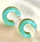 Женские сережки "Кольца" 3.8см jewelry Салатовые - изображение 4