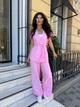 Жіночий лляний костюм (блуза+брюки) Uaclothes 42 Рожевий (like38372-188051349) - зображення 1