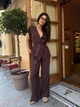 Жіночий лляний костюм (блуза+брюки) Uaclothes 46 Коричневий (like38373-188061350) - зображення 1