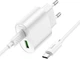 Мережевий зарядний пристрій з кабелем Hoco C109A (PD20W+QC3.0) Fighter PD20W+QC3.0 charger set (C to C) White (6942007656733) - зображення 3