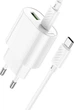 Мережевий зарядний пристрій з кабелем Hoco C109A (PD20W+QC3.0) Fighter PD20W+QC3.0 charger set (C to C) White (6942007656733) - зображення 6