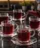 Чайный сервиз на 6 персон 12 предметов, набор прозрачных чашек с блюдцами 220 мл из закаленного стекла - изображение 2