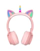 Беспроводные наушники LED с кошачьими ушками единорог STN-27 Pink - изображение 1