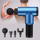 Вибрационный массажер для тела Fascial Gun синий с аккумулятором 4 насадки 6 режимов 24х24,5х51 см - изображение 6