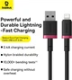Кабель Baseus Dura Series Fast Charging Cable USB to iP 2.4A 1 м Red-Black (P10377801U01-01) - зображення 4