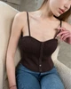 Вязаный топ Sirena на тонких бретелях шоколадный One Size - изображение 5