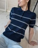Женское вязаное поло Noven синее в полоску One Size - изображение 5