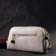 Женская кожаная сумка Vintage 22х14х6,5 см белая на два отделения с тиснением под змею 60698 - изображение 11