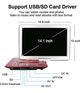 Портативный DVD-плеер YOOHOO 16.9”, 14.1” LCD, USB, SD, AV, красный - изображение 6