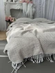 Плед VLADI ЗИГЗАГ хлопковый с бахромой бежевый 200х220 см - изображение 4
