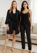 Піжама жіноча (майка+штани+шорти+халат) Saimeiqi 2XL 50-52 Чорна (2283.1) - зображення 2