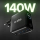 Мережевий зарядний пристрій SBS 140W GaN Charger 3xUSB-C 1xUSB-A TFT Colour Display Black (TETRGANTFT140WK) - зображення 2