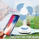 Портативный вентилятор Megatop MG008 12 дюймов на аккумуляторе 4500 мАч с солнечной панелью 2 LED лампами Бело-синий для кемпинга и дома - изображение 6