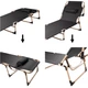 Садовий розкладний шезлонг LUARO KX3910_1 кемпінгове ліжко з подушкою чорне 193 см - изображение 7