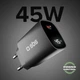 Мережевий зарядний пристрій SBS 45W PD USB-C Integrated Display Black (TETRGANLCD1C45K) - зображення 2