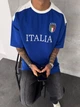 Футболка Italia мужская спортивная летняя оверсайз L синяя (A0162) - изображение 5
