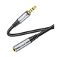 Кабель удлинитель mini-Jack 3,5 Male — mini-Jack 3,5 Female HOCO UPA-20 2м, GOLD Stereo Jack, Black - изображение 3