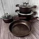 Набір каструль і сковорода з гранітним антипригарним покриттям Higher Kitchen HK-315 7 предметів Кава - зображення 1