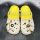 Кроксы женские Luck Line белые с желтыми вставками с джибитсами 36р (23 см) 4939-6 - изображение 5