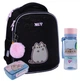 Рюкзак шкільний каркасний чорний + пляшка + ланчбоксYes My Pusheen H-100S - зображення 1