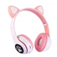 Беспроводные наушники с кошачьими ушками Cat MZ-023 Гарнитура RGB подсветкой FM microSD Розовые - изображение 1