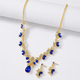 Комплект прикрас святковий кольє та сережки, золотисто-синій - зображення 4