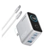 Мережевий зарядний пристрій Anker Gan Charger 100W PD, 3-Ports, Display, with USB-C Cable Silver (B121BG41) - зображення 1