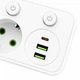 Тройник в розетку на 3 розетки, 2 USB + 1 Type-C, с кнопками, Белый (Разветвитель) - изображение 10