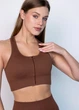 Женский спортивный топ на молнии Giulia Flex top "Zip-Up Active" 336 S Brown-coffee, маломерная модель, топ в рубчик из микрофибры, для тренировок, для фитнеса - изображение 10