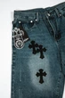 Мужские джинсовые шорты ChromeHearts Синие 36 - изображение 2