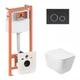 Набор Qtap инсталляция 3 в 1 Nest QT0133M425 с панелью смыва круглой QT0111M11V1146MB + унитаз с сиденьем Crow QT05335170W - изображение 1