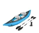 Байдарка надувная (каяк) Bestway 65131 Cove Champion X2 голубая из ПВХ двухместная до 220 кг трехкамерная с веслами и насосом 331х88 см (9-163-65131 BW) - изображение 1