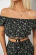 Костюм женский топ и юбка с цветочным принтом, цвет черный, S, 257R758-2 - изображение 5