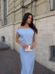Платье макси вечернее из льна голубого цвета 38387 44/46 - изображение 2