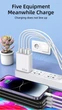 Быстрое зарядное устройство USB Type-C 65W на 5 портов, компактное, безопасное, для дома и путешествий, белое - изображение 2