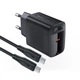 Мережевий зарядний пристрій ACEFAST A82 20 Вт 3×USB-C з кабелем USB Type-C, чорний - зображення 3