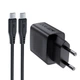 Мережевий зарядний пристрій ACEFAST A82 20 Вт 3×USB-C з кабелем USB Type-C, чорний - зображення 4